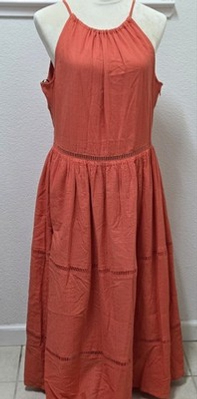 NWT Jessica Simpson Paprika/Coral  Sleeveless Midi Dress Size L  MSRP $109.50